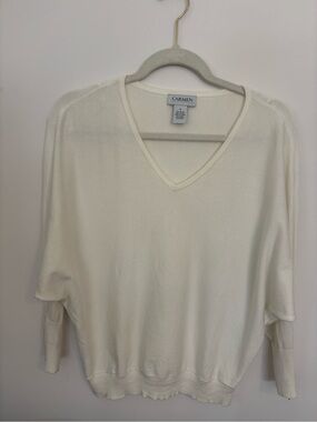 Carmen Women's Ivory V-Neck Sweater